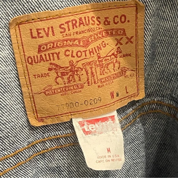 Vintage Levis Acid Wash Trucker Jean Jacket Grunge Made in USA SZ M 70507 0219 - Picture 7 of 8